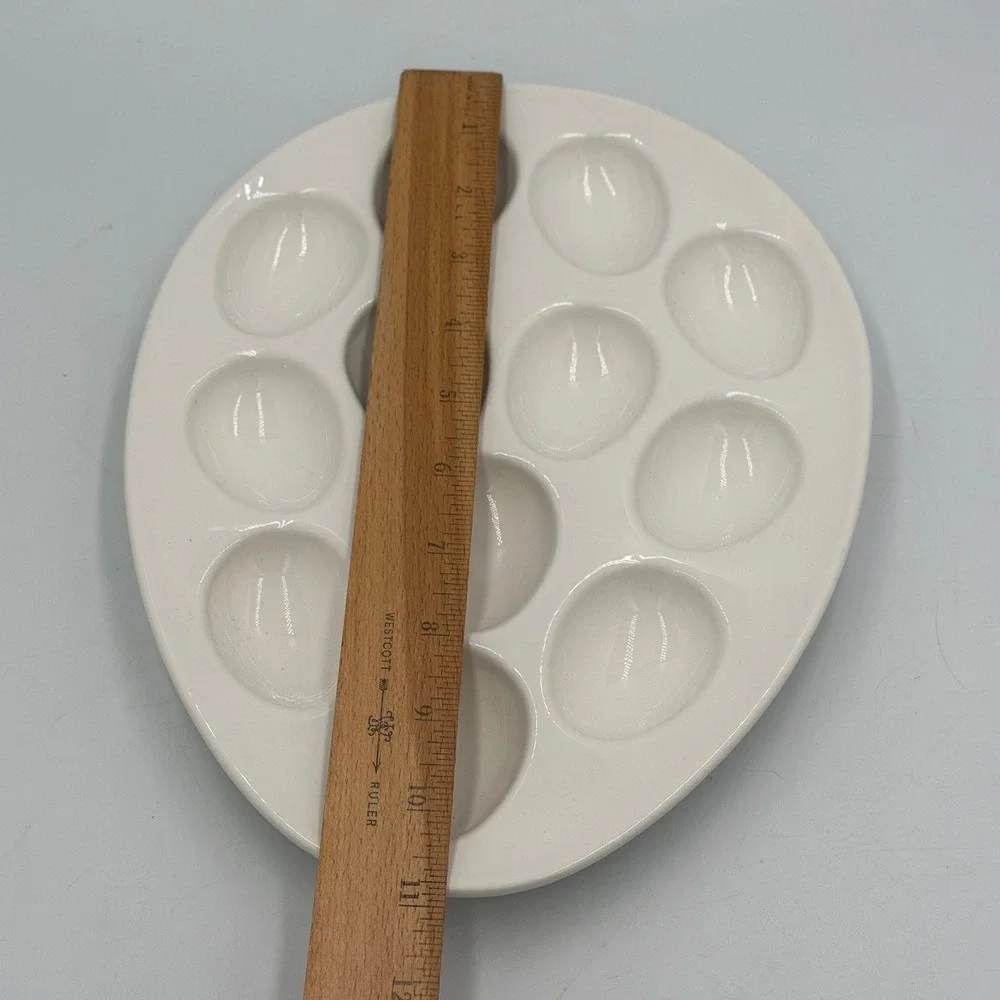 RP Home Deviled Egg Platter White Ceramic 12 Slot Portugal 9.5